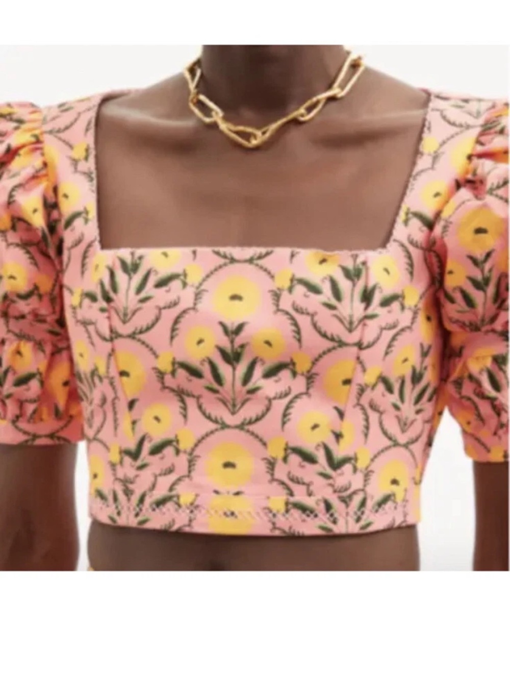 Agua by Agua Bendita Bambu Puff-Sleeve Linen Crop Top SZ L-NWT